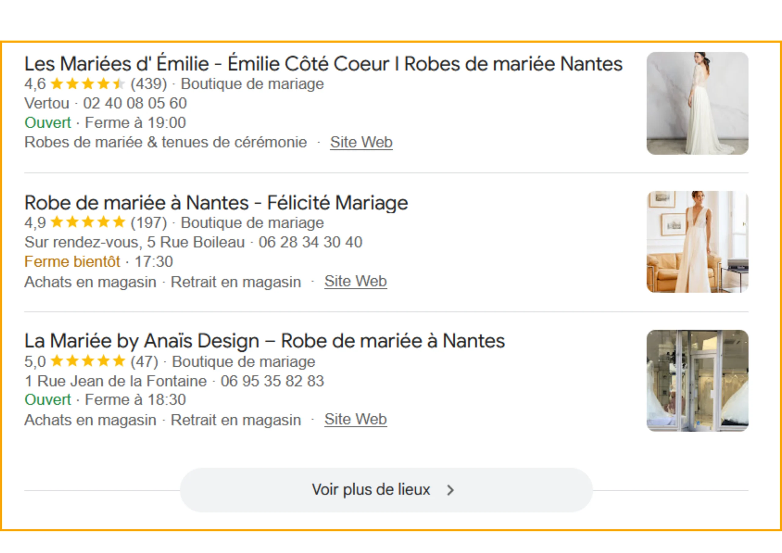 Exemple de pack local Google Maps avec consultant Google My Business Résultats du pack local Google Maps optimisé par un expert Google My Business